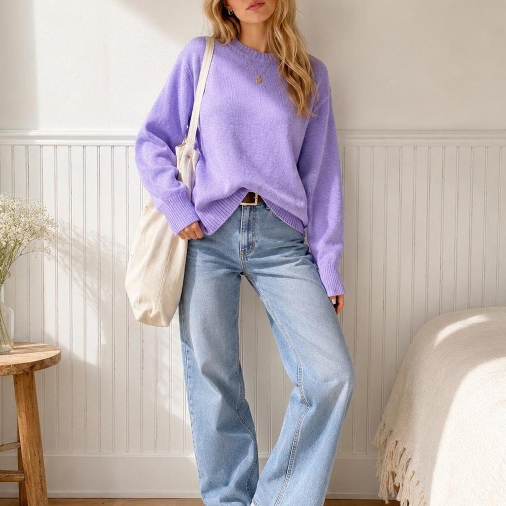 J. Cew Lavender Crewneck Knit Pullover Sweater